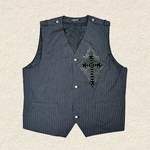 Lanzino Mens Y2K Pinstripe Gothic Style Vest